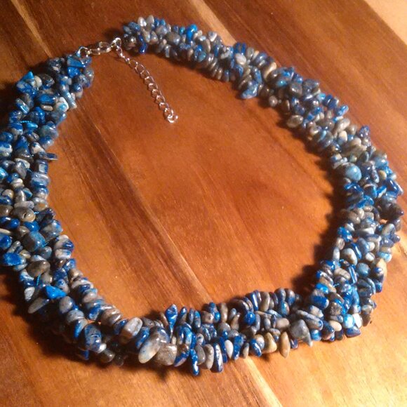 Lapis Lazuli Multi-Strand Stainless Steel Necklace - Picture 1 of 7